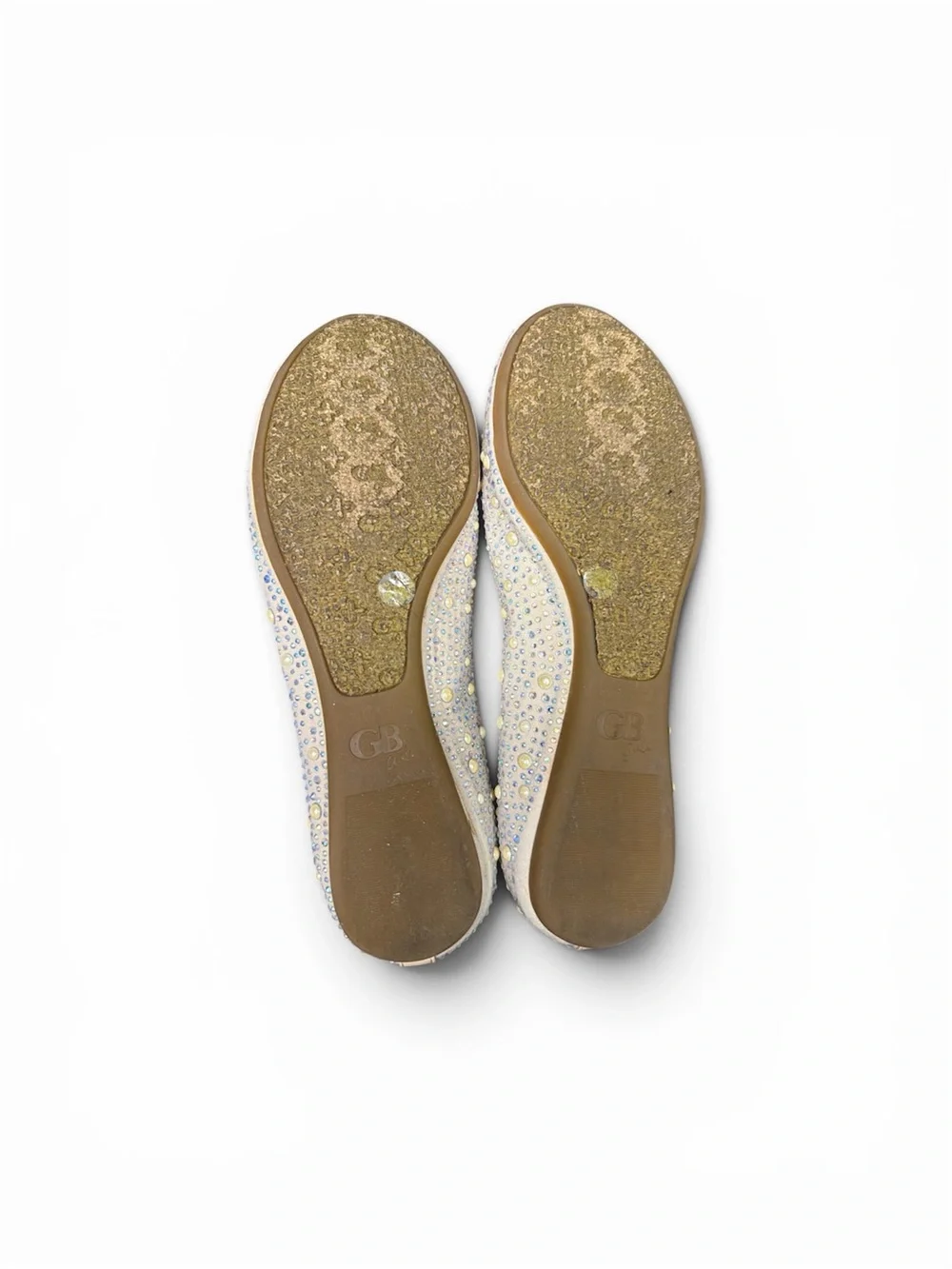 GB Girls Nude Crystal-Embellished Ballet Flats Size 4